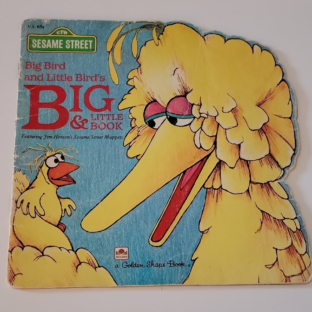 Vintage Golden Shape Book Sesame Street Big Bird & Little Bird 70s 80s